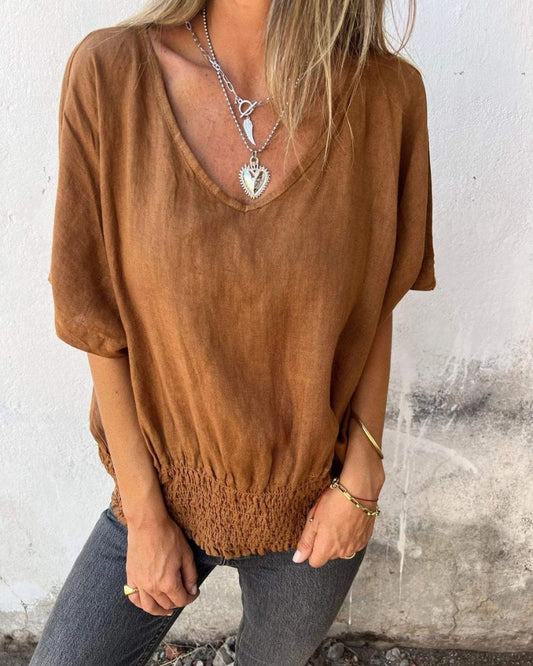 Muse – Boho-T-Shirt mit V-Ausschnitt