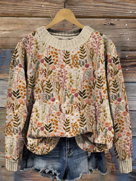 Pullover mit Blumenstickerei