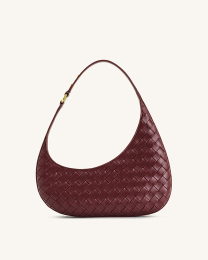 Harlee Weave Texture Shoulder Bag - Burgundy