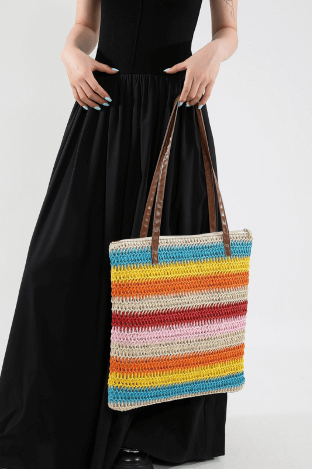 Colorful Handmade Straw Beach Bag