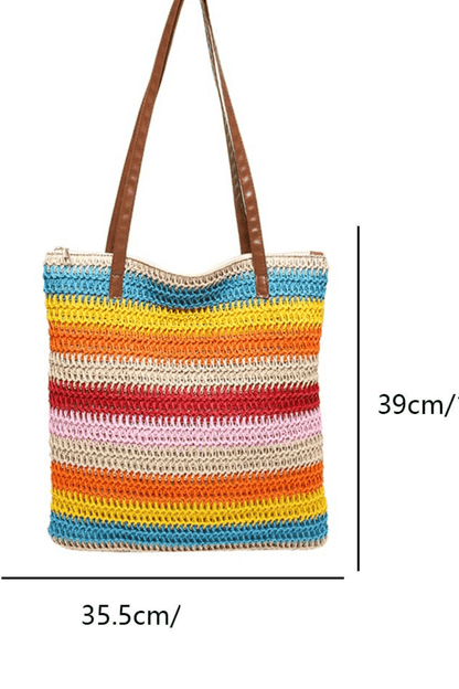 Colorful Handmade Straw Beach Bag