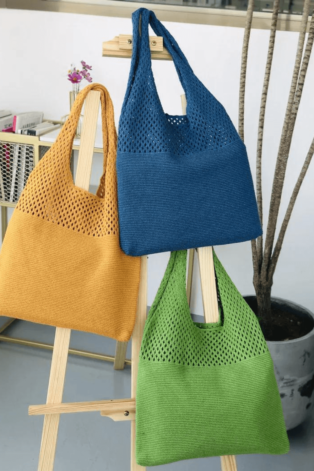 Bolsa de Praia de Crochê Fio de Malha