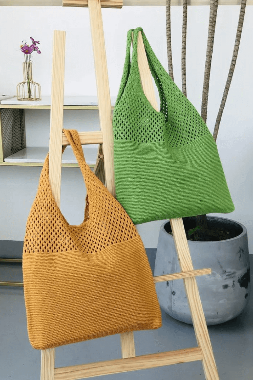 Bolsa de Praia de Crochê Fio de Malha