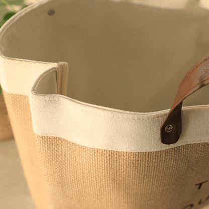 Raw Linen Beach Bag