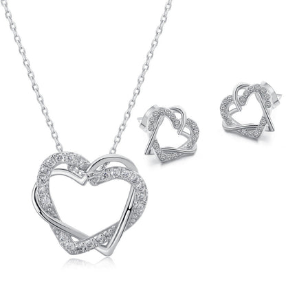Fashion Heart-shaped Earrings Necklace Jewelry Set